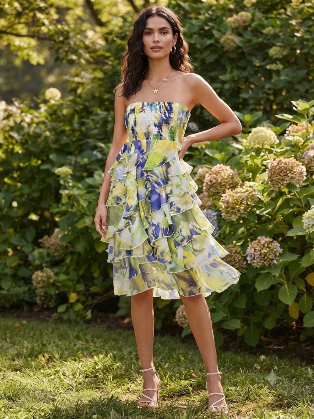 Coco Bianco Strapless Tiered Dress Sz Medium